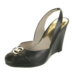 Michael Kors Leather Slingback Wedge Pumps
